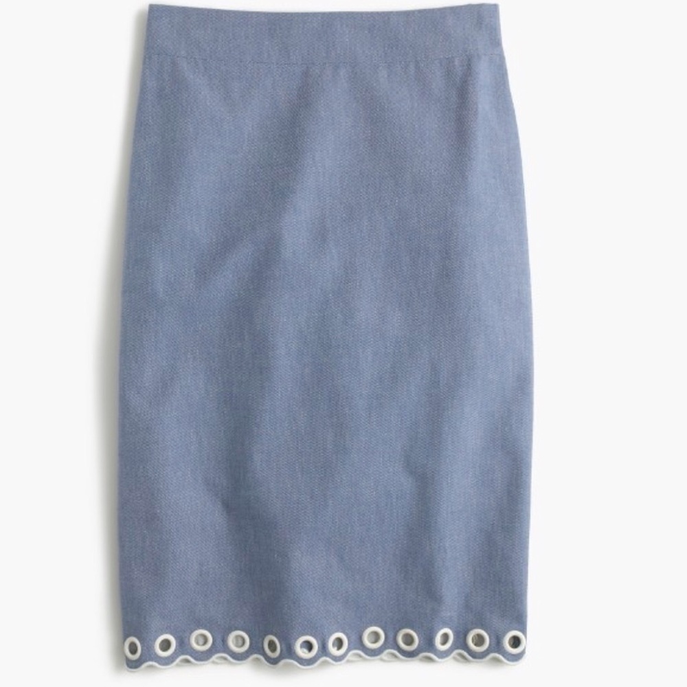 J.Crew Scalloped Pencil Skirt w Grommets size 12